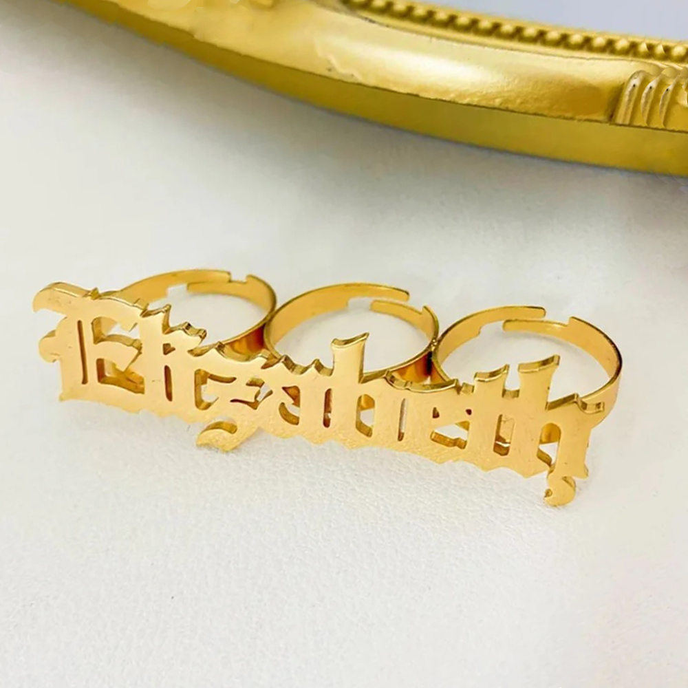 Statement Cocktail Ring - Anillo con nombre personalizado para mujer,
