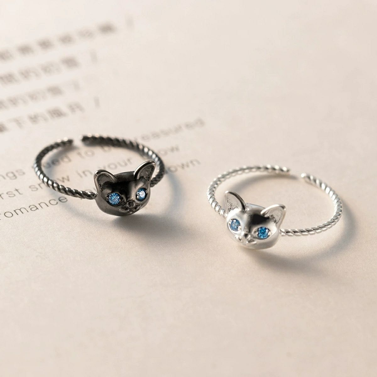 Statement Cocktail Ring - Anillos de gato de Plata de