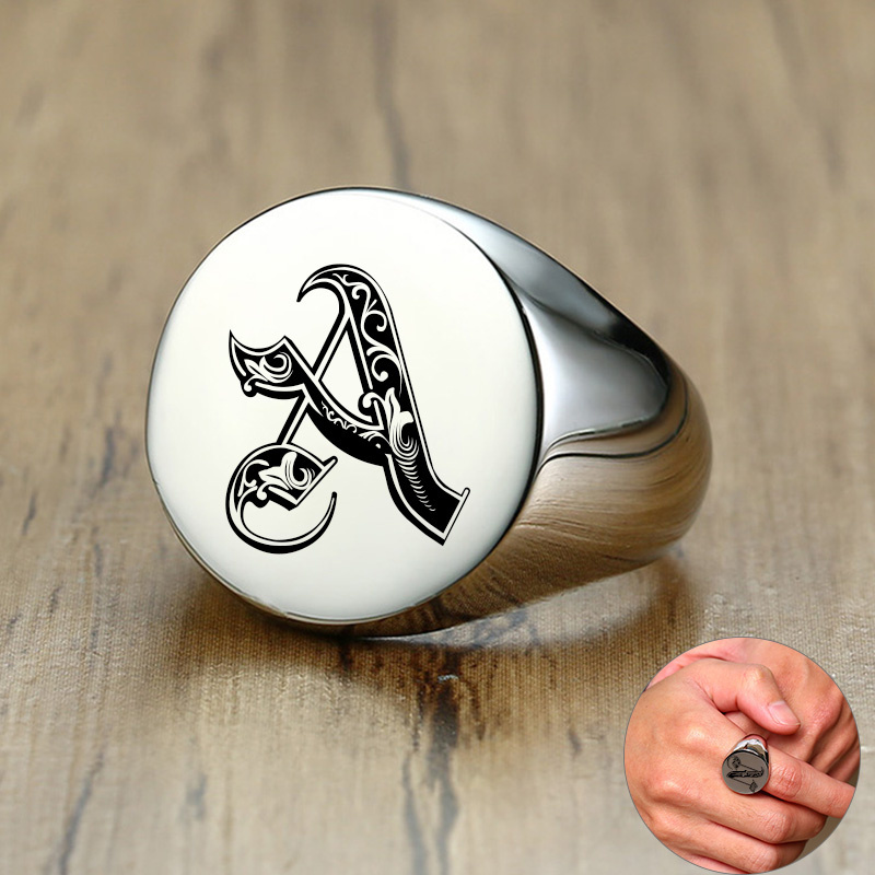 Statement Cocktail Ring - Vnox-Anillo de sello inicial con diseño